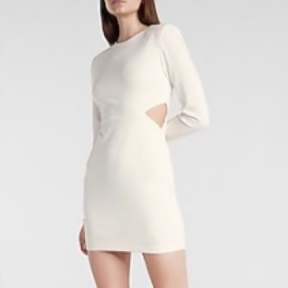 NWT Strong Shoulder Side Cutout Mini Dress BLACK MEDIUM